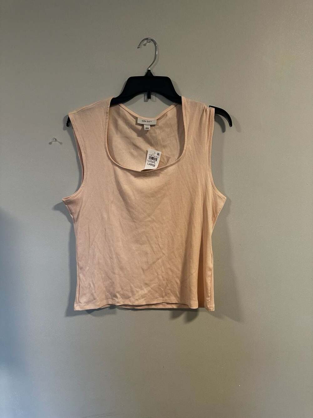 ON·34TH Core Cap Sleeve Ribbed Tank Top in Pastel Rose Tan